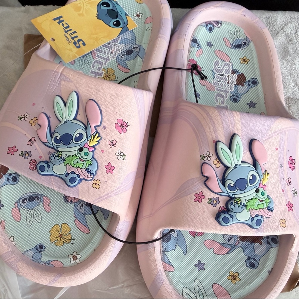 Stitch Big Kids Size 2-3 4-5 Slide- Light Pink